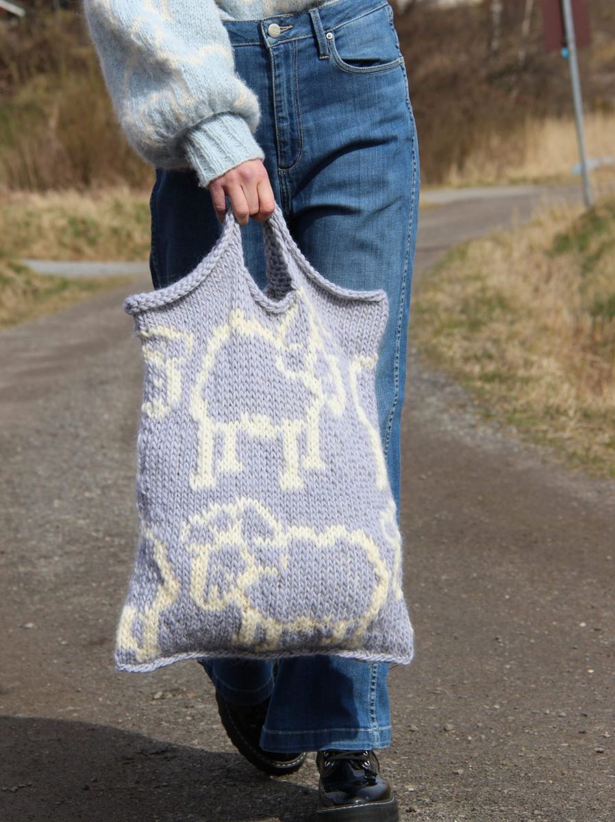 Saueshopper Handlenett fra Lindtein Strikk